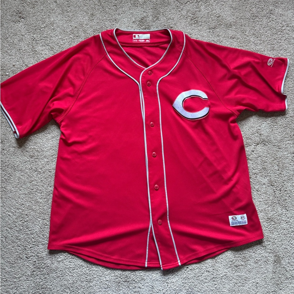 CINCINNATI REDS (TRUE FAN) Genuine Merchandise Red Baseball Jersey